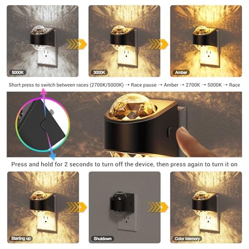 JandCase Night Lights Plug into Wall, Star Projector Night Light, 3CCT Automatic Galaxy Nightlight Plug in with Light Sensor for Bathroom Hallway Room Decor - Thumbnail 3