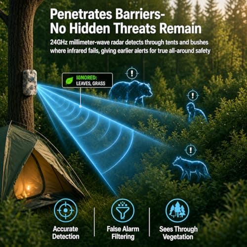 Camping Radar Security Alarm,Wireless Perimeter Alarm,Rechargeable Motion Sensor Trip Alarm,1/2 Mile Range,Waterproof System for Outdoor Security&Survival Gear-Updated Version(Desert Camo) - Thumbnail 2