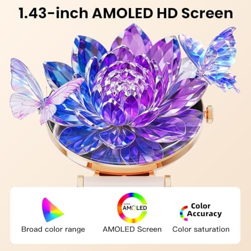 Hwagol Smart Watches for Women with Android iPhone Compatible[Calls/Metal Thin Body],1.43" Micro-Spherical AMOLED Screen,Fitness Watch with Sleep/Heart Rate Monitor,Pedometer for Steps Miles - Thumbnail 5