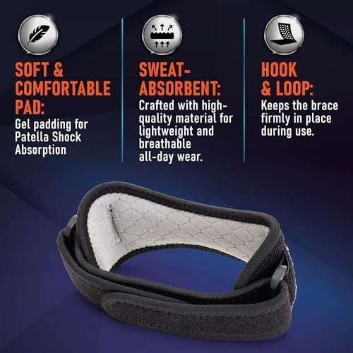 PhysFlex 2 Pack Patella Knee Brace - Knee Support and Pain Relief, Running, Hiking, Basketball, Jumpers Knee, Tendonitis, Adjustable Strap Patellar Tendon Stabilizer (Blue) - Thumbnail 4