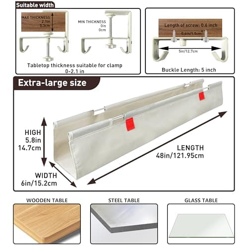 AHOMO [Upgraded] Under Desk Cable Management, 48" Cord Organizer, with Silicone Pads (No Scratch!), 16 Cable Ties, Washable PE Honeycomb Base,Fits Any Desk 0-2.1", No Stinky Cardboard!Beige 48"L x 6"W - Thumbnail 4