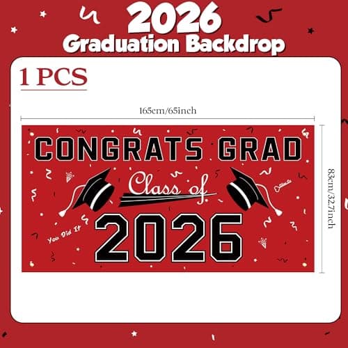 Graduation Decorations 2025 - Red Polyester Graduation Backdrop - Graduation Party Decorations - Congrats Grad Banner - Graduation Decorations Class of 2025,Graduation Party Favors Supplies Yard Sign - Thumbnail 2