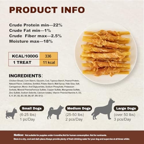PETPHABET Chicken Wrapped Cod Sticks Dog Treats - 5 Inch Healthy Jerky Rawhide Free Dog Chews, Soft Puppy Training Snacks for Small, Medium, Large Dogs, Rich in Omega-3, High Protein & Low Fat, 14oz - Thumbnail 3