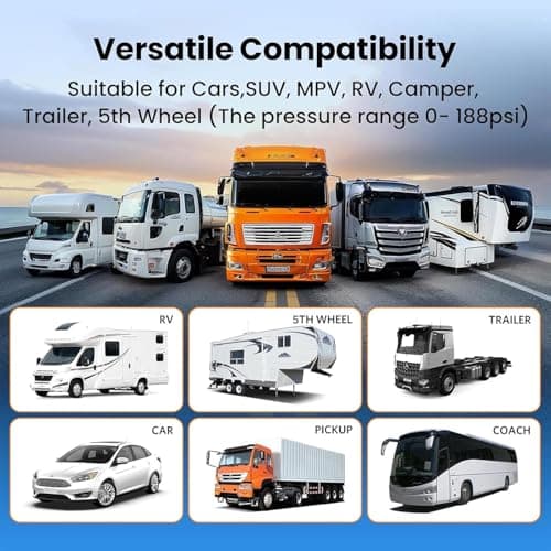 MIRAIDON RV Tire Pressure Monitoring System, TPMS with 10 Sensors, Signal Booster, 5 Alert Modes＆Solar Power, 80ft Sensing Distance,for RVs,Trailers,Trucks, Motor Home (0-188 PSI) - Thumbnail 3