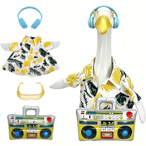 FEIYUENO Hip Hop Hawaiian Porch Goose Outfit Fits 23" Statue, Hawaii Yellow - Image 1