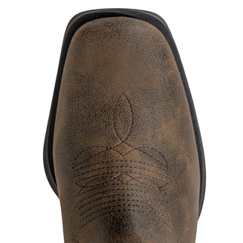 WINBIRD Cowboy Boots for Men Square Toe Western Chelsea Boots Slip on Ankle Boots Casual Mens Dress Shoes L001-DBR-PU-8 - Thumbnail 5
