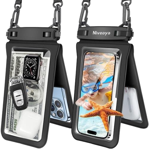 Niveaya Double Space Waterproof Phone Pouch (2-Pack) - IPX8 Phone Case Dry Bag for Beach, Kayak, Cruise Travel Essentials - Compatible with iPhone 17/16/15/14 Pro Max Galaxy S25/S24 Ultra (up to 8.3") - Image 1