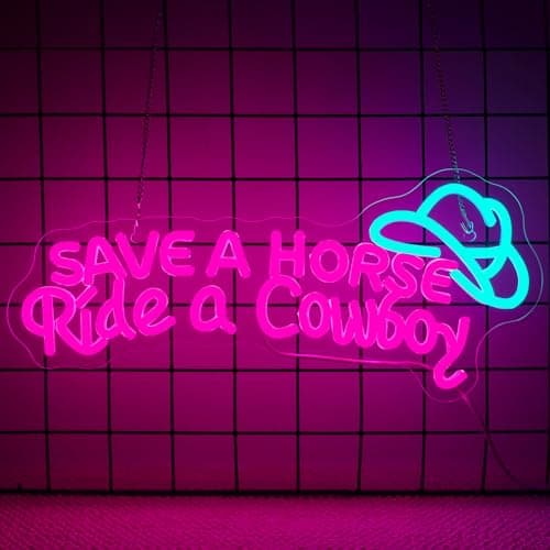 Nosun Save A Horse Neon Sign Cowboy neon signs for Wall Decor Adjustable Brightness Led Sign LED Colorful Signs Light for Bedroom Home Bar Club Hotel Party Decor - Thumbnail 2