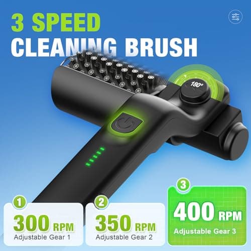 Electric Grill Brush, Cordless Rechargeable BBQ Grill Cleaning Brush, 180° Adjustable Angle, 3-Speed Motor, Stainless Steel Head, Electric Grill Cleaner for Outdoor Grill, Gas BBQ Grates & Griddles - Thumbnail 3