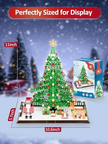 Lmrbelec Christmas Tree Building Blocks, Christmas Decorations Set with Santa Claus & Reindeer, Creative Tabletop Decor Xmas Gifts Toys for Kids Adults Teen Boys & Girls - Thumbnail 4