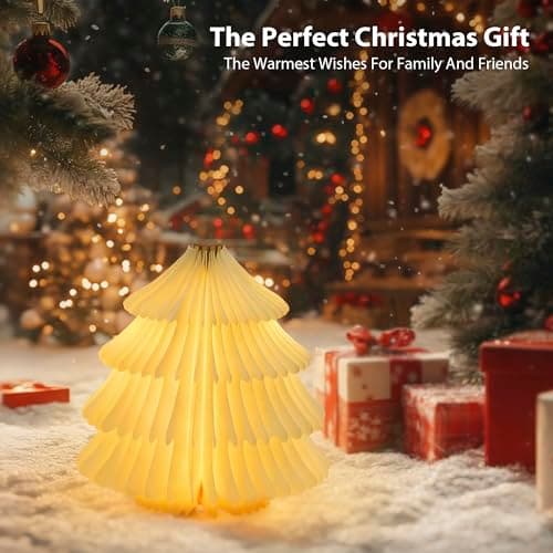 ZBOLE Christmas Tree Lamp,Folding Book lamp,Christmas Decorations with LED Lights,RGB Lighted Tree Lamp for Home Decor,Christmas Gifts(Walnut) - Thumbnail 4
