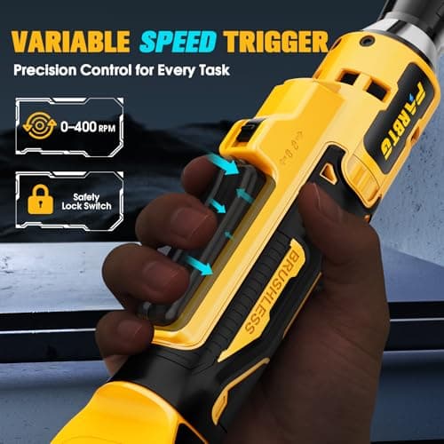 1/2 Inch Cordless Ratchet Wrench Compatible with DeWalt 20V Max Battery, 74Ft-Lbs (100N.m) High Torque, Brushless Motor, 0-400RPM Variable Speed, 7 Sockets, 1/2" to 3/8" Adapter, 3" Extension Bar - Thumbnail 3