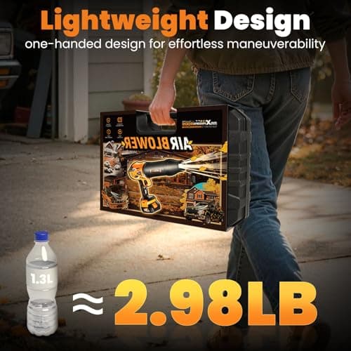 maXpeedingrods Cordless Leaf Blower, 550CFM Battery Leaf Blower with Charger, Infinitely Variable Speeds Lightweight Handheld, Leaf Blowers for Patio Cleaning, Car Water Blowing Leaves and Dust - Thumbnail 4