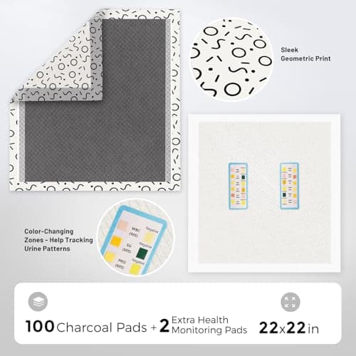 ZOMISIA Charcoal Puppy Pee Pads for Dogs, 22"x22" 100 Counts + 2 Extra Health Monitoring Pads - Disposable Dog Potty Training Pads, Odor-Control, Super Absorbent & Leak-Proof - Thumbnail 4