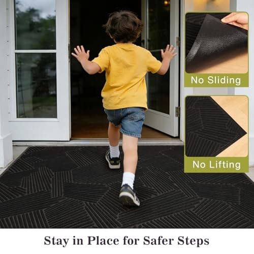 BelleCosy Low Profile Door Mat Indoor Outdoor, 3′ x 6′ Heavy Duty Non Slip Entryway Rug for High Traffic Areas, Grid-Pattern Waterproof All-Weather Floor Mat for Mudroom, Garage, Pet Paths - Thumbnail 4
