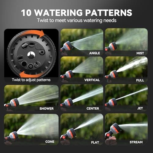 VOXON Hose Nozzle Heavy Duty 10 Spray Patterns - Metal Garden Water Hose Sprayer with Thumb Flow Control | On Off Valve, Nozzle Sprayer for Lawn & Plant Watering, Car & Pet Washing - Thumbnail 3