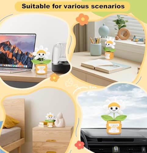 Sizobi Christmas Birthday Gifts for Mom Dad from Daughter Son, Handmade Crochet Mini Daisy Thank You Gift for Women Men, Stocking Stuffers Appreciation Gifts for Coworker Boss Friend Teacher - Thumbnail 5