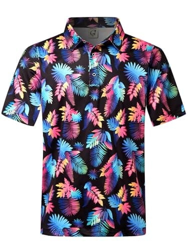 Hardaddy Mens Golf Polo Shirts Dry Fit Short Sleeve Print Patterns Moisture Wicking Collared Funny Golf Shirts for Men Black 02 XXL