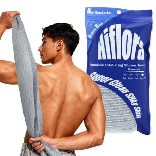 Back Scrubber for Shower and Dead Skin Removal, Exfoliating Body Scrubber for Smooth Skin Japan Washcloth for Shower & Bath, Versatile Body Scrub Towel, Ideal for Skincare, Grey Super Hard - Image 1