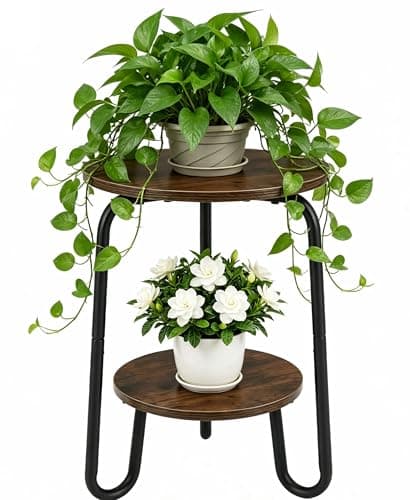 TREEZITEK 2 Tier Plant Table,Plant Stand Indoor Round Flower Pot Stand,17.8 Inch Tall Corner Plant Holder for Living Room, Balcony,Small Side Table for Coffee and The Remote - Thumbnail 6