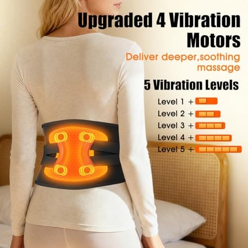 Cordless Heating Pad for Back with Massager, 10000mAh Battery Operated Portable Heated Belt with Vibration, Birthday Fathers Day Dad Gifts for Men, Rechargeable Electric Back Massager for Lower Back - Thumbnail 3