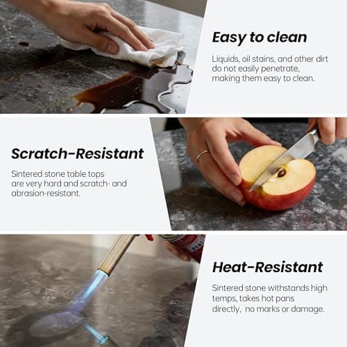 SSTBLEV 23.6″ Round Sandstone Sintered Stone Table Top - Heat Resistant Waterproof for Dining Table, Office Desk, Bar, Patio - Thumbnail 4
