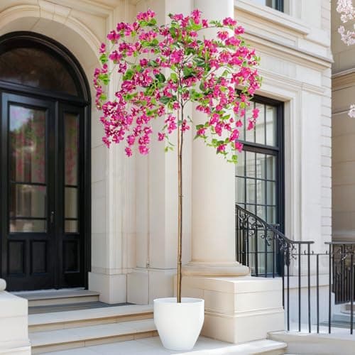 Erimda 7.2FT Artificial Bougainvillea Tree Artificial Tree Tall Potted Fake Bougainvillea Trees for Outdoor Indoor Lifelike Potted Faux Plants with Wood Trunk and Flowers Office Wedding Home Decor - Thumbnail 3