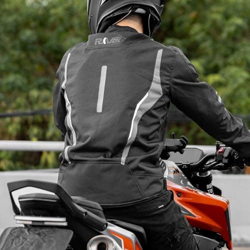 RKV86 Mens Motorcycle Jacket with Detachable Thermal Liner & Knee Pads CE Armored Riding Jacket Water-Repellent Windproof for All Season (Black-Grey 2XL) - Thumbnail 2