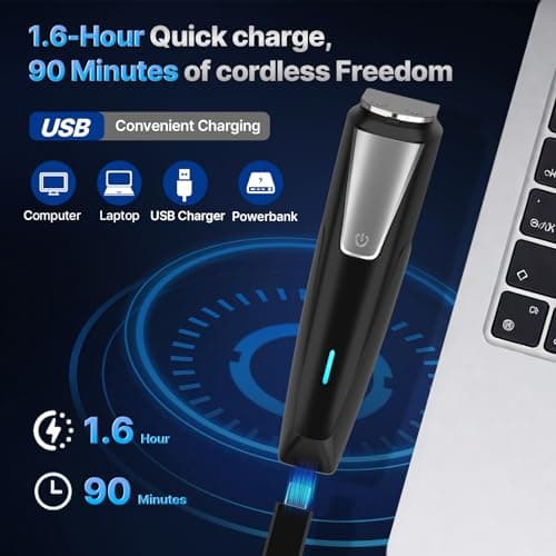 Valano Beard Trimmer Hair Clippers for Men All-in-One Self-Sharpening Electric Men's Cordless Rechargeable Mustache Grooming Kit Gift for Ear Nose Body Public - Thumbnail 5