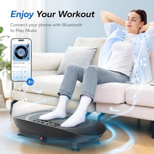 MERACH Vibration Plate Exercise Machine, Whole Body Workout Equipment for Women, Bluetooth and Silicone Pedal, Vibration Plate with Auto Mode, Vibrate Fitness Platform for Home (Black) - Thumbnail 2