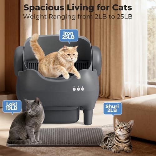 KITPLUS Self Cleaning Litter Box, Automatic Cat Litter Box with APP Control, Odor-Free Waste Disposal Includes Trash Bags, Large Waste Bin, Open-Top, for Multiple Cats - Thumbnail 6
