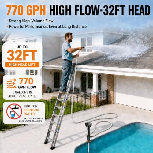Cordless Stick Water Transfer Pump 770 GPH wih 2x4.0Ah Batteries - Thumbnail 2