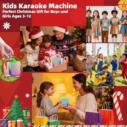 Kids Karaoke Machine Toy for Ages 3-12, Rechargeable Portable Bluetooth Speaker with 1 Wireless Microphone, LED Light Up Voice Changer, Christmas Birthday Gift for Boys Girls Grandkids (Cream - 1) - Thumbnail 5