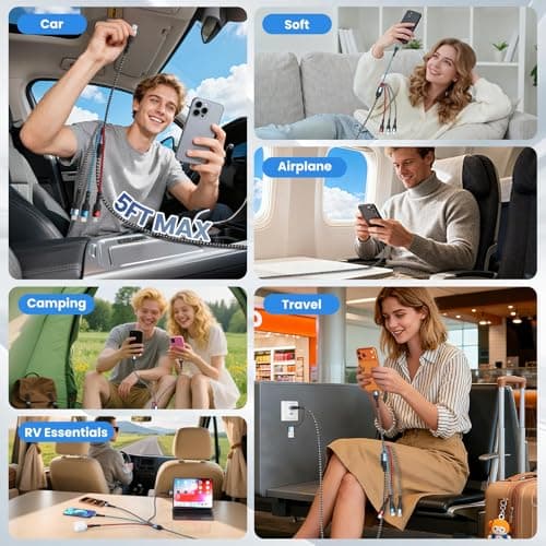 Jogrytece Multi Charging Cable, 6-in-1 USB A/C Cable with Dual Type-C/IP/Micro USB, (2Pack 5FT) Multi Chargers Cord for All Devices, Phone Charger Cord for iPhone 17/16/15/14, Galaxy, Android - Thumbnail 6