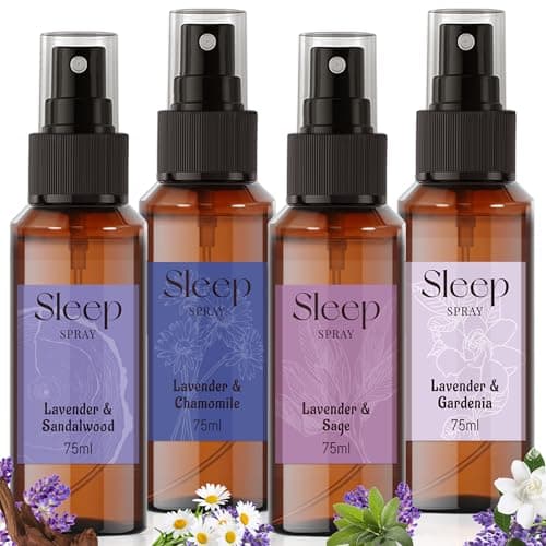 STRN Sleep Spray, Relaxing Lavender Essential Oil Mist, Pillow Spray for Deep Sleep, 4 Lavender Scented - Gardenia, Chamomile, Sandalwood, Sage, Sweet Dream Fragrance, 75 ML x 4 - Image 1