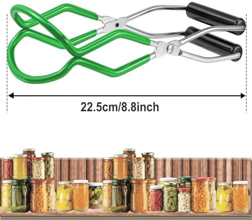 Canning Jar Lifter Tongs, Stainless Steel Jar Lifter with Rubber Grips - for Slip Wide-Mouth Clip for Kitchen Restaurant, Green - Thumbnail 3