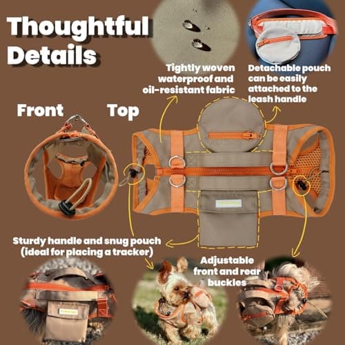 YorkieGogo Pet Carrier Sling & Backpack, Full Body Lift Harness, Soft Lift Support and Rehab Harness for Small Dogs and Cats (Khaki, XXS) - Thumbnail 3