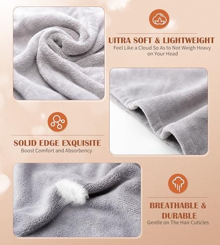 POPCHOSE Microfiber Hair Towel Wrap, 3 Pack Fast Drying Hair Turban, Stocking Stuffers for Women, Soft Ultra Absorbent, No Frizz Hair Wrap Towels for Women Wet Hair, Curly, Longer, Thicker Hair - Thumbnail 3