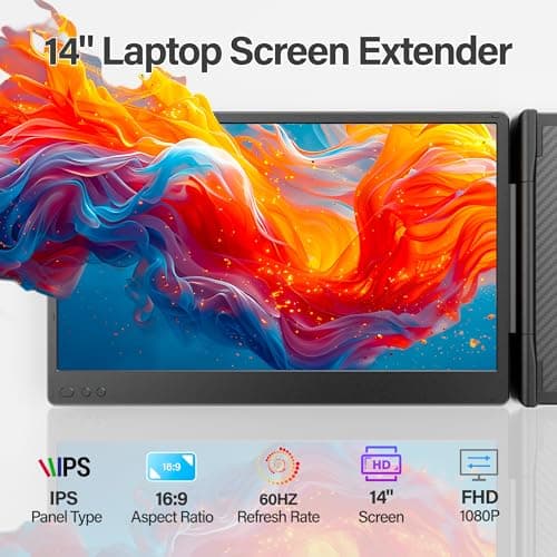 kasorey New Upgraded Laptop Screen Extender Portable Monitor, 1080P FHD IPS Screen, Monitor Extender for Laptop, Fit for 13-17" Laptops, Plug & Play Compatiable with Windows/Mac/Android/Switch - Thumbnail 2