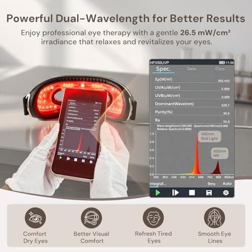 Red Light Therapy for Eyes, Under Eye Red Light Eye Mask for Fine Lines Eye Bags, 3 Modes Face Mask Device, Infrared Light Therapy for Dark Circles, Visual Wellness, Eye Fatigue, Jet Lag - Thumbnail 2