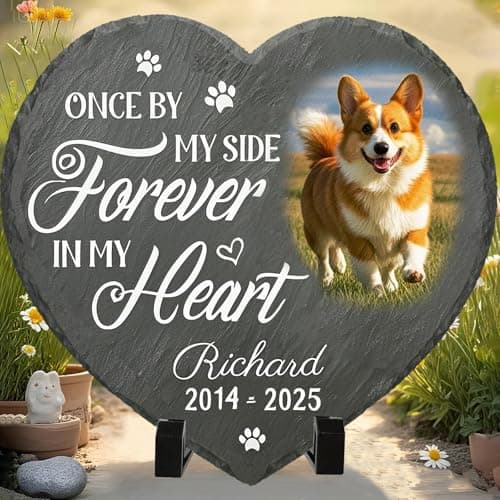 Umitive Personalized Pet Memorial Stone - Custom Dog Grave Marker with Name & Photo - Sympathy Gifts for Loss of Beloved Dog - Cemetery Decor - Rainbow Bridge Memorial for Dogs (Style A) - Thumbnail 5