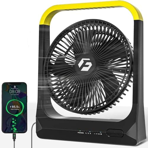 Battery Powered Rechargeable Portable Fan: 20800mAh Battery Operated Camping Fan [80H Long Lasting] 3350RPM USB Desk Personal Fan with 4 Speed 3 Timer for Travel/Outdoor/Bedroom/Office/Beach/Fishing - Image 1