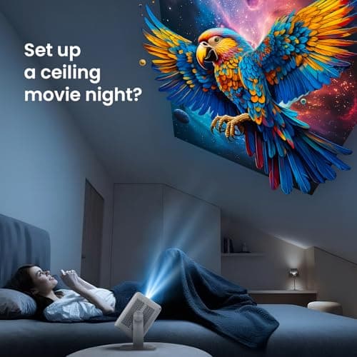 [500+APPS/600 ANSI/Voice Control] Projector with Apps WiFi and Bluetooth ,Smart Projector Support 4K Native 1080P with Apps Built in,360° Rotation & 150"Display Projectors for Bedroom Outdoor - Thumbnail 5