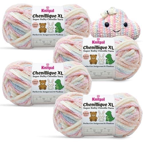 Chenillique XL Plush Velvet Chenille Yarn #6 Super Bulky – 4-Pack (352 Yards / 400 g) – Variegated Yarn for Plushies, Blankets, Amigurumi & Accessories - Pastel Dreams - Image 1