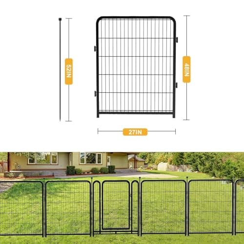 Getlay Garden Fence 40 Inch 14 Panels Without Gate, Total 31 Ft(L) Garden Fence for Yard and Dog, Black Dog Pen Wide Door, Metal Dog Pen Heavy Duty Pet Puppy Exercise Pen for Rv Camping - Thumbnail 2