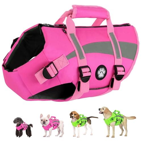Dogcheer Dog Life Jacket for Dogs with Grab Handle and Zipper, Harness Dog Life Vest High, Buoyancy & Reflective Straps, Adjustable Swim Vest for Small Medium Large Dogs - Pink, XS - Image 1