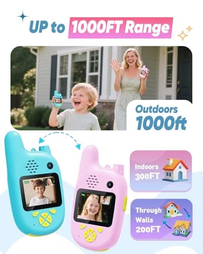 2 Pack Kids Video Walkie Talkies, Dual Camera & Voice Changer, Toys Gifts for Boys Girls 4 5 6 7 8 Birthday Christmas, Rechargeable Long Range Adventure Game Camping Outdoor Indoor - Thumbnail 3