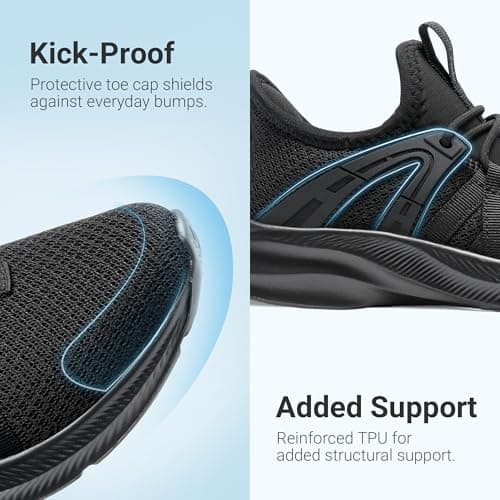 DREAM PAIRS Boys Girls Slip on Sneakers Kids Tennis Athletic Running Walking Breathable Lightweight School Gym Shoes,Size 4 Big Kid,All Black,SKRS26007K - Thumbnail 6