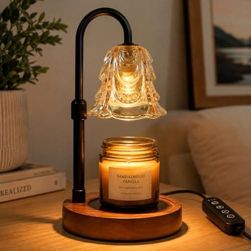 ANFOOS Candle Warmer Lamp with Timer and Dimmer, Adjustable Height Flameless Wax Melter for Jar Candles, 4-Level Brightness Control Electric Candle Warmer with 2 Bulbs, Home Decor Gift - Image 1