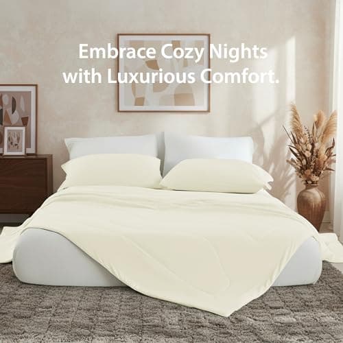 Cooling Comforter King Size, Cooling Blankets for Hot Sleepers, Lightweight Comforter for Summer, Soft Q-Max>0.4 Breathable Cold Blanket for Sleeping, 108x90, Ivory - Thumbnail 2